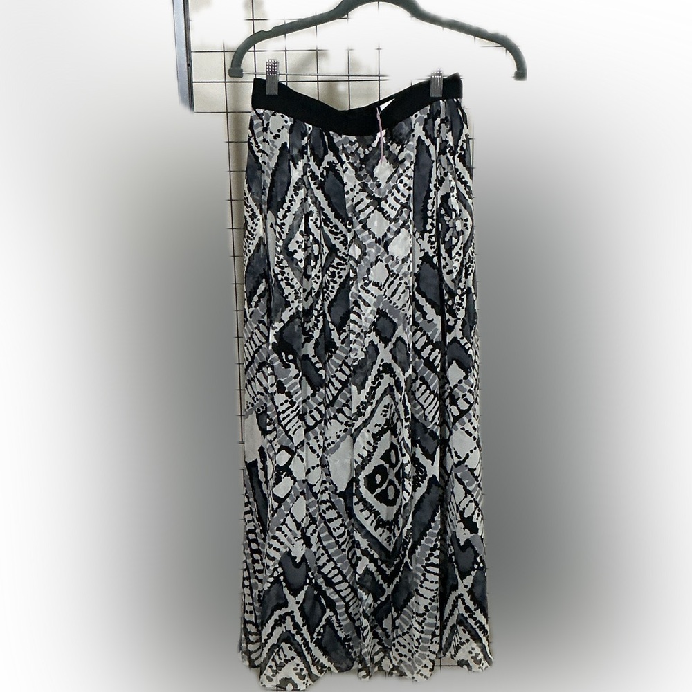 Adam Lippes Black White Abstract Print Maxi Skirt Size 2 Designer EUC
